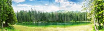 Panoramic view of small lake, Montenegro. Beautiful summer day