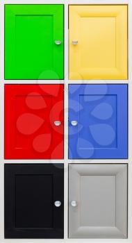 Colorful background of doors with nice handles