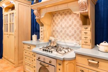Luxury kitchen made from light wood