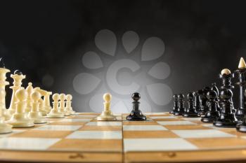Chess figures on the board started to fight