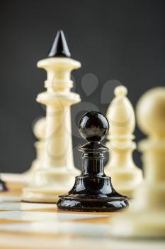 Closeup of chess figures on the board
