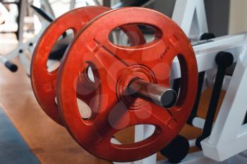 Close up of weight plates in the gym