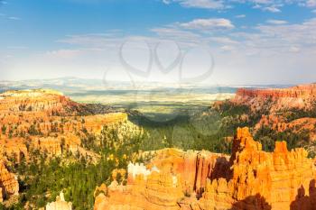 View on canyon and skyline from top of the mountain at Bryce Canyon National Park, Utah USA