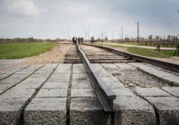 Railway to the German concentration camp Auschwitz II, Poland. Museum of victims of the nazi genocide of the Jewish people