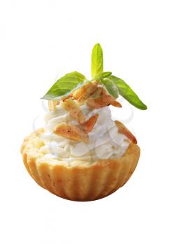 Canape - Tart shell with savory spread filling topped with roasted almonds