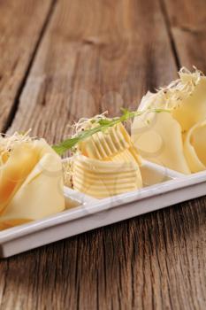 Thin slices of Swiss cheese and butter