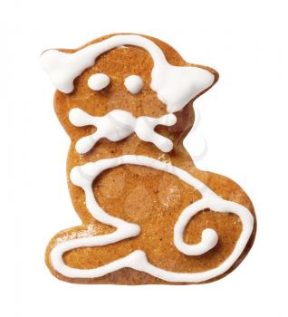 Gingerbread cookie in the shape of a cat
