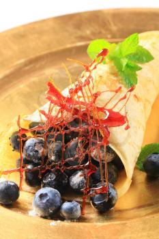 Crepe filled with fresh blueberries
