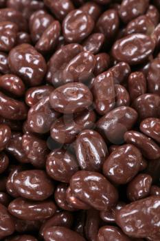 Detail of chocolate covered peanuts - full frame