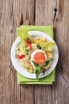Vegetarian meal - Couscous salad and fried egg