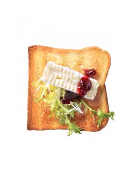 Toast with cheese and cranberry sauce