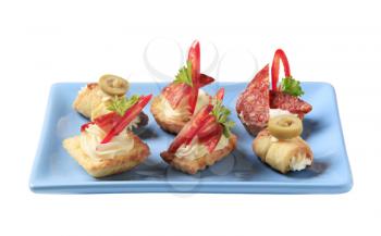 Variety of pastry based canapes - studio