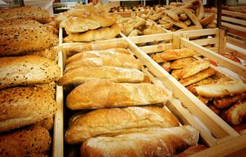 Assortment of fresh bread in a supermarket
supermarket