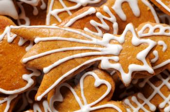 Various shapes of gingerbread cookies - full frame