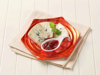 Blue Brie cheese and strawberry jam