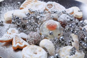 Closeup of Christmas cookies on a plate