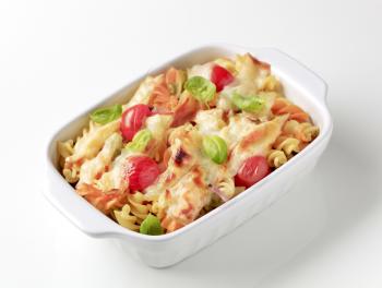 Corkscrew pasta with cherry tomatoes and cheese 