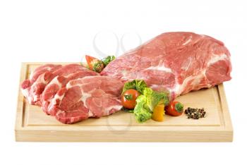 Raw neck of pork on a cutting board