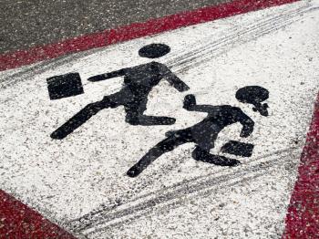 Sign on the road- Children crossing  