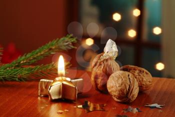 Christmas still life - Surprise in a walnut shell