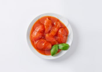 plate of peeled plum tomatoes