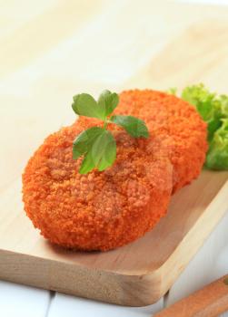 Fried cheese, minced meat or vegetable patties 