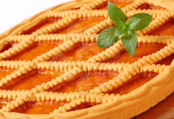 Lattice topped apricot tart - detail