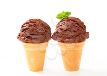 Chocolate ice cream cones - studio shot