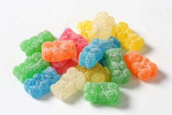 Gummy bears coated in granulated sugar
