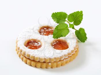 Linzer cookie with apricot jam filling