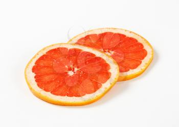 Slices of fresh red grapefruit