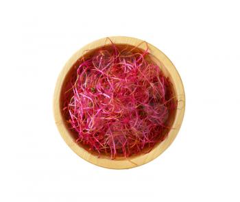Beetroot sprouts in wooden bowl