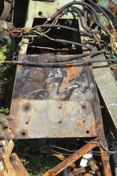Scrap metal at a wrecking yard