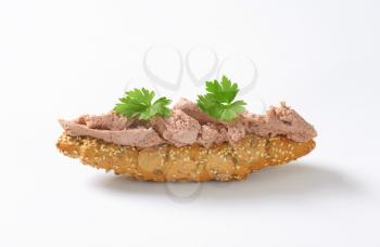 Wholegrain bread roll with liver pate