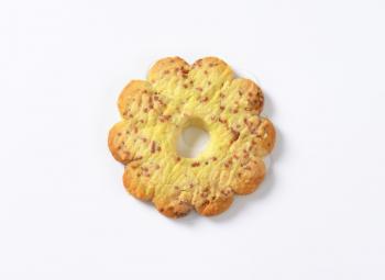 Italian flower-shaped vanilla biscuit with bits of chocolate