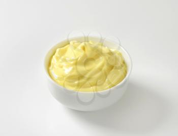 Bowl of homemade mayonnaise sauce