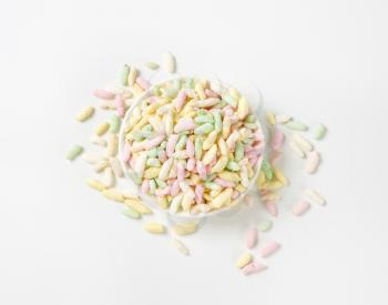 bowl of colored puffed rice