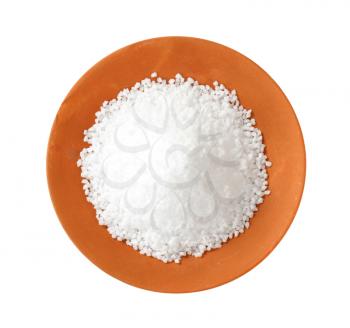 Coarse grained salt in terracotta bowl