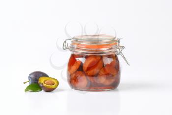 plum compote in a preserving jar