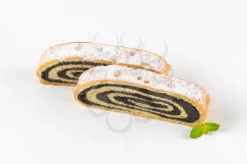 two slices of poppy seed roll