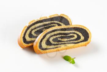 two slices of poppy seed roll