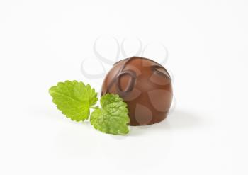 belgian chocolate praline on white background