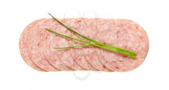 thin slices of cooked deli meat sausage