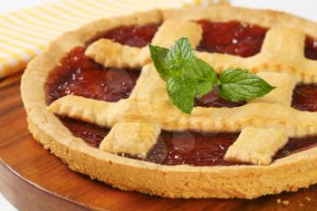 strawberry jam tart with lattice on top