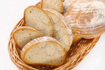 Sliced continental bread in a basket