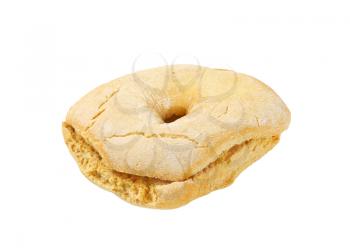 Italian ring-shaped dry biscuit on white background