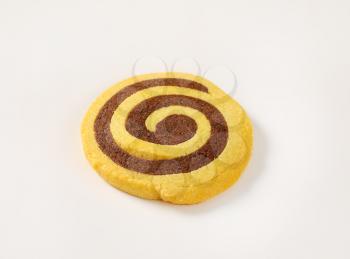 sweet chocolate roll on white background