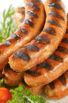 Detail of grilled German sausages
