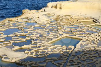 Salt evaporation ponds off the coast of Gozo