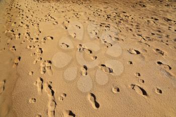 Many footprints on sandy beach